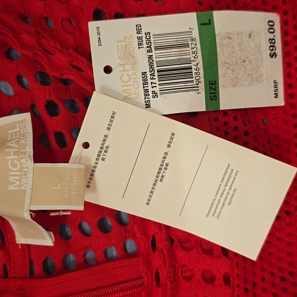 MICHAEL Michael Kors Red Ruffled Tiered Midi Dress - Picture 3 of 4